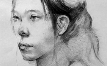 女青年头像素描临摹
